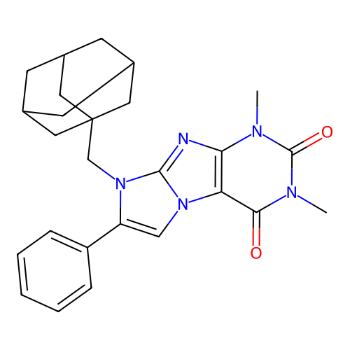 6-(1-adamantylmethyl)-2,4-dimethyl-7-phenylpurino[7,8-a]imidazole-1,3-dione structure