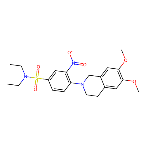 4-(6,7-dimethoxy-3,4-dihydroisoquinolin-2(1H)-yl)-N,N-diethyl-3-nitrobenzenesulfonamide structure