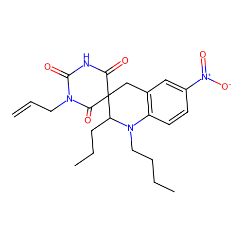 1'-butyl-6'-nitro-1-prop-2-enyl-2'-propylspiro[1,3-diazinane-5,3'-2,4-dihydroquinoline]-2,4,6-trione structure