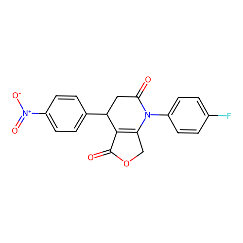 1-(4-fluorophenyl)-4-(4-nitrophenyl)-3,4-dihydrofuro[3,4-b]pyridine-2,5(1H,7H)-dione structure