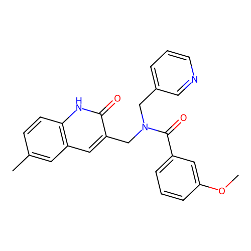 N-((2-hydroxy-6-methylquinolin-3-yl)methyl)-3-methoxy-N-(pyridin-3-ylmethyl)benzamide structure