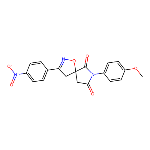 7-(4-methoxyphenyl)-3-(4-nitrophenyl)-1-oxa-2,7-diazaspiro[4.4]non-2-ene-6,8-dione structure