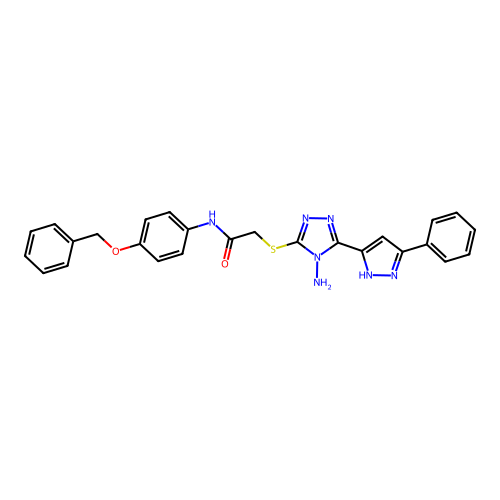 2-((4-amino-5-(3-phenyl-1H-pyrazol-5-yl)-4H-1,2,4-triazol-3-yl)thio)-N-(4-(benzyloxy)phenyl)acetamide structure