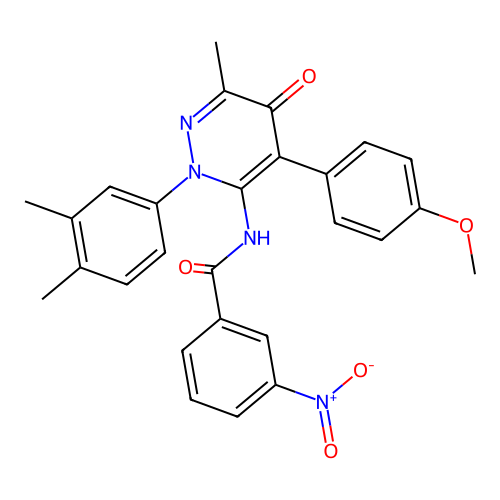 N-(2-(3,4-dimethylphenyl)-4-(4-methoxyphenyl)-6-methyl-5-oxo-2,5-dihydropyridazin-3-yl)-3-nitrobenzamide structure