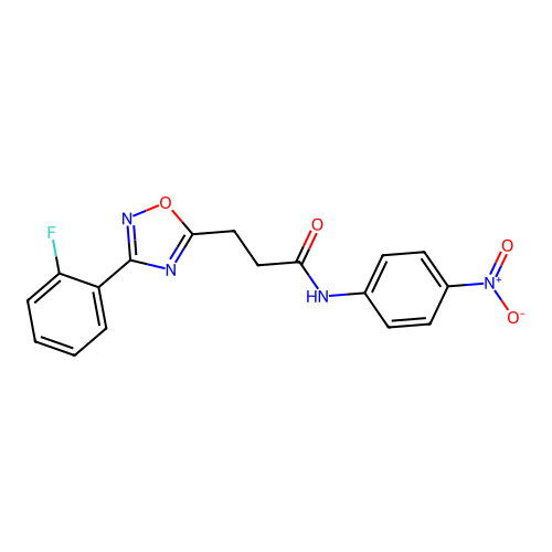 3-[3-(2-fluorophenyl)-1,2,4-oxadiazol-5-yl]-N-(4-nitrophenyl)propanamide structure