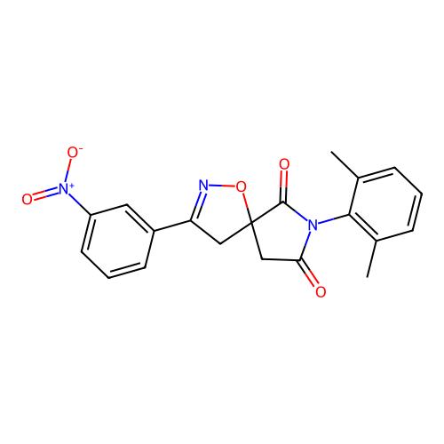 7-(2,6-dimethylphenyl)-3-(3-nitrophenyl)-1-oxa-2,7-diazaspiro[4.4]non-2-ene-6,8-dione structure