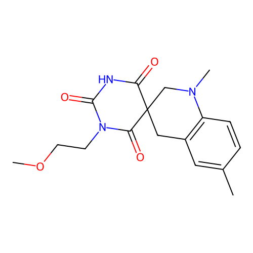 6-hydroxy-3-(2-methoxyethyl)-1',6'-dimethyl-1',4'-dihydro-2H,2'H-spiro[pyrimidine-5,3'-quinoline]-2,4(3H)-dione structure