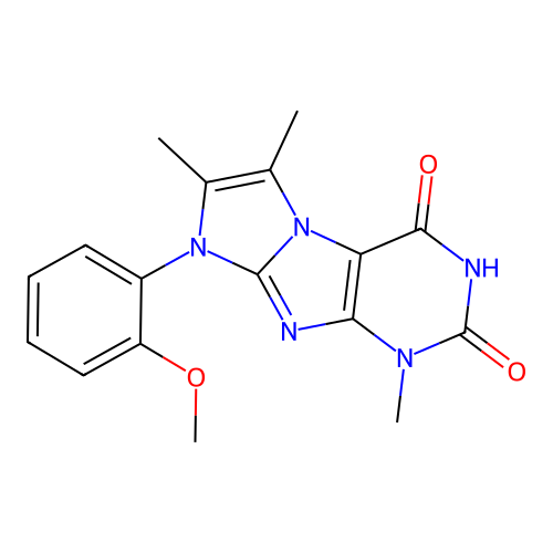 8-(2-methoxyphenyl)-1,6,7-trimethyl-1H-imidazo[2,1-f]purine-2,4(3H,8H)-dione structure