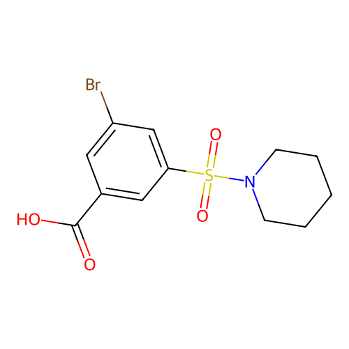 3-Bromo-5-piperidin-1-ylsulfonylbenzoic acid structure