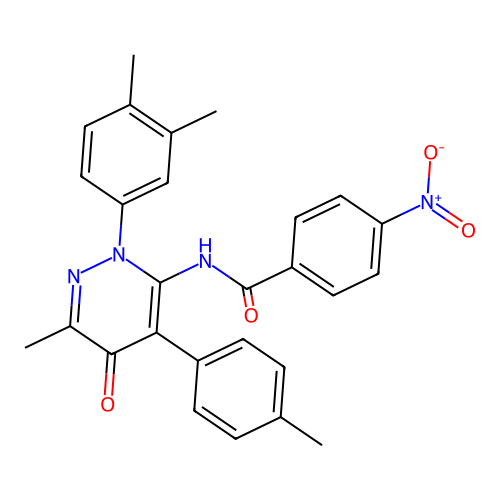 N-(2-(3,4-dimethylphenyl)-6-methyl-5-oxo-4-(p-tolyl)-2,5-dihydropyridazin-3-yl)-4-nitrobenzamide structure