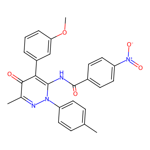 N-[4-(3-methoxyphenyl)-6-methyl-2-(4-methylphenyl)-5-oxopyridazin-3-yl]-4-nitrobenzamide structure