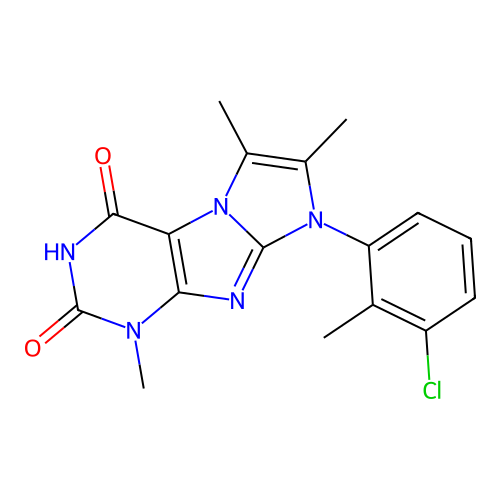6-(3-chloro-2-methylphenyl)-4,7,8-trimethylpurino[7,8-a]imidazole-1,3-dione structure