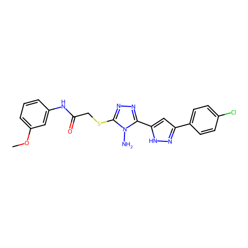 2-((4-amino-5-(3-(4-chlorophenyl)-1H-pyrazol-5-yl)-4H-1,2,4-triazol-3-yl)thio)-N-(3-methoxyphenyl)acetamide structure