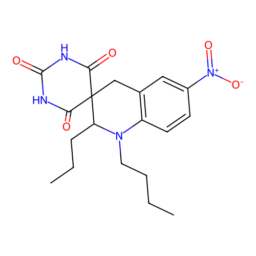 1'-butyl-6'-nitro-2'-propylspiro[1,3-diazinane-5,3'-2,4-dihydroquinoline]-2,4,6-trione structure