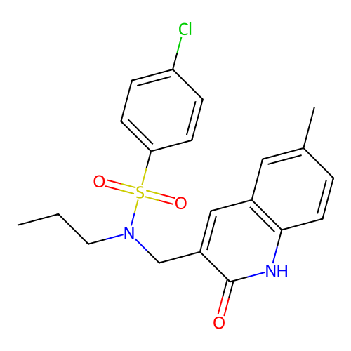 4-chloro-N-[(6-methyl-2-oxo-1H-quinolin-3-yl)methyl]-N-propylbenzenesulfonamide structure