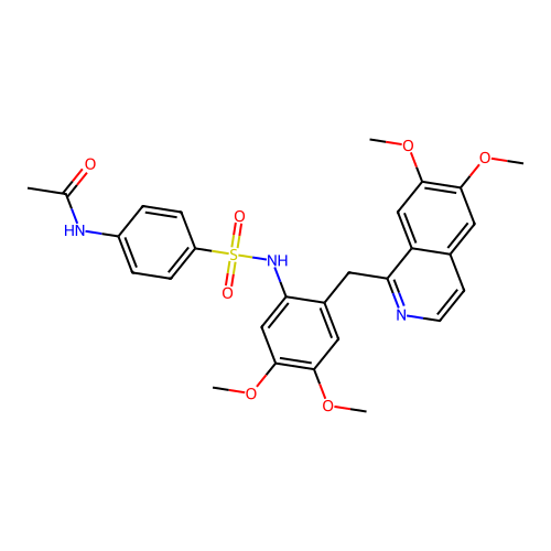 N-(4-(N-(2-((6,7-dimethoxyisoquinolin-1-yl)methyl)-4,5-dimethoxyphenyl)sulfamoyl)phenyl)acetamide structure