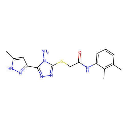2-((4-amino-5-(3-methyl-1H-pyrazol-5-yl)-4H-1,2,4-triazol-3-yl)thio)-N-(2,3-dimethylphenyl)acetamide structure