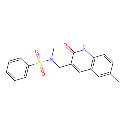 N-methyl-N-[(6-methyl-2-oxo-1H-quinolin-3-yl)methyl]benzenesulfonamide structure