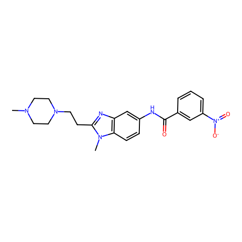 N-[1-methyl-2-[2-(4-methylpiperazin-1-yl)ethyl]benzimidazol-5-yl]-3-nitrobenzamide structure
