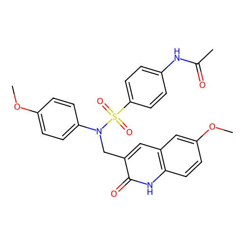 N-[4-[(6-methoxy-2-oxo-1H-quinolin-3-yl)methyl-(4-methoxyphenyl)sulfamoyl]phenyl]acetamide structure