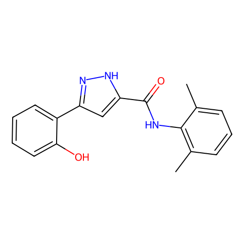 N-(2,6-dimethylphenyl)-5-(2-hydroxyphenyl)-1H-pyrazole-3-carboxamide structure
