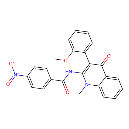 N-(3-(2-methoxyphenyl)-1-methyl-4-oxo-1,4-dihydroquinolin-2-yl)-4-nitrobenzamide structure