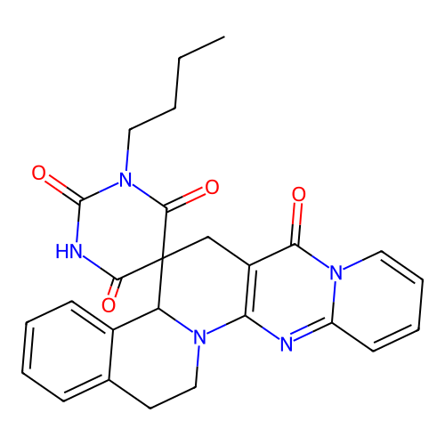 1'-butyl-15,16-dihydro-1'H,4bH-spiro[pyrido[1'',2'':1',2']pyrimido[5',4':5,6]pyrido[2,1-a]isoquinoline-5,5'-pyrimidine]-2',4',6',7(3'H,6H)-tetraone structure