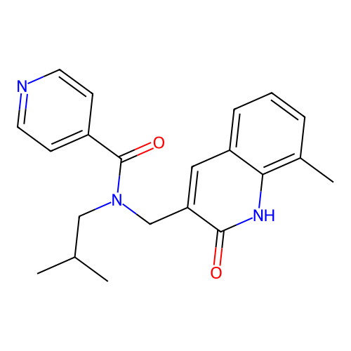 N-((2-hydroxy-8-methylquinolin-3-yl)methyl)-N-isobutylisonicotinamide structure