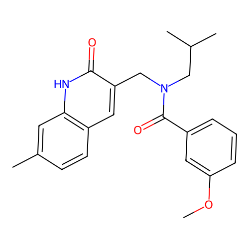 N-((2-hydroxy-7-methylquinolin-3-yl)methyl)-N-isobutyl-3-methoxybenzamide structure