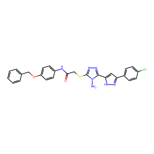 2-((4-amino-5-(3-(4-chlorophenyl)-1H-pyrazol-5-yl)-4H-1,2,4-triazol-3-yl)thio)-N-(4-(benzyloxy)phenyl)acetamide structure