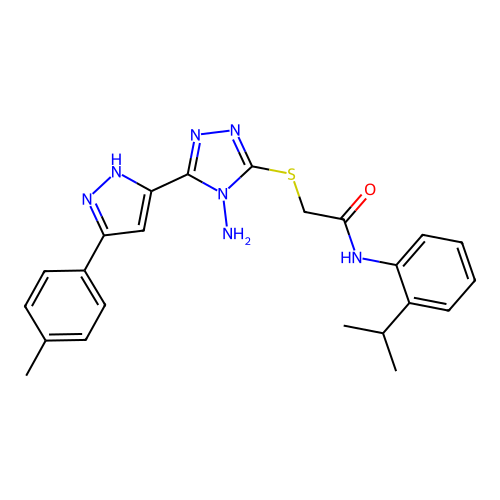 2-((4-amino-5-(3-(p-tolyl)-1H-pyrazol-5-yl)-4H-1,2,4-triazol-3-yl)thio)-N-(2-isopropylphenyl)acetamide structure