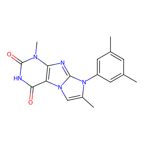 8-(3,5-dimethylphenyl)-1,7-dimethyl-1H-imidazo[2,1-f]purine-2,4(3H,8H)-dione structure