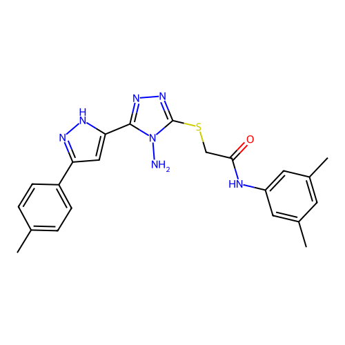 2-((4-amino-5-(3-(p-tolyl)-1H-pyrazol-5-yl)-4H-1,2,4-triazol-3-yl)thio)-N-(3,5-dimethylphenyl)acetamide structure