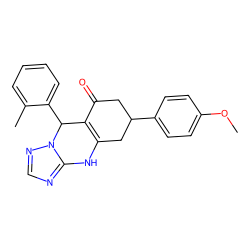 6-(4-methoxyphenyl)-9-(2-methylphenyl)-5,6,7,9-tetrahydro[1,2,4]triazolo[5,1-b]quinazolin-8(4H)-one structure