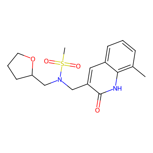 N-[(8-methyl-2-oxo-1H-quinolin-3-yl)methyl]-N-(oxolan-2-ylmethyl)methanesulfonamide structure