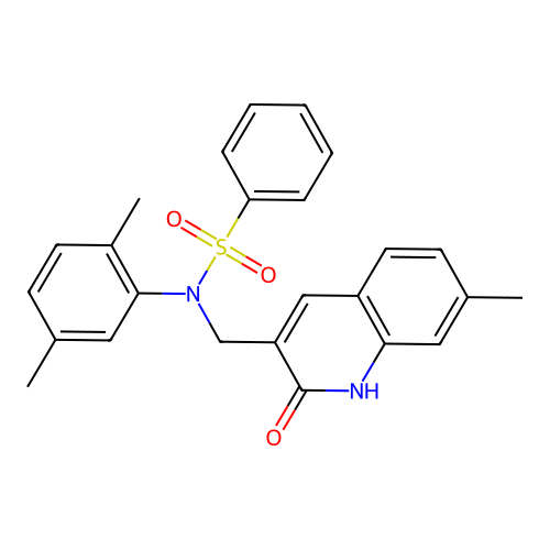 N-(2,5-dimethylphenyl)-N-[(7-methyl-2-oxo-1H-quinolin-3-yl)methyl]benzenesulfonamide structure