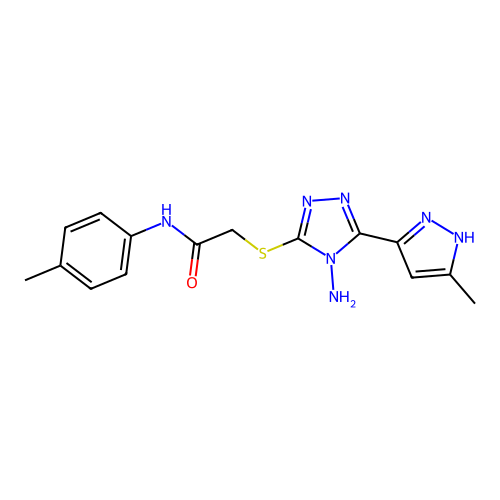 2-[[4-amino-5-(5-methyl-1H-pyrazol-3-yl)-1,2,4-triazol-3-yl]sulfanyl]-N-(4-methylphenyl)acetamide structure