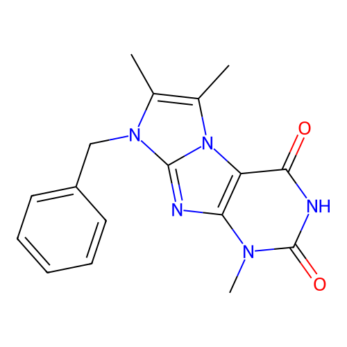 8-benzyl-1,6,7-trimethyl-1H-imidazo[2,1-f]purine-2,4(3H,8H)-dione structure