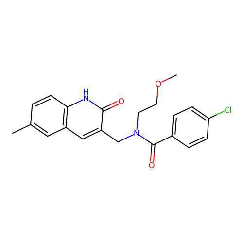 4-chloro-N-((2-hydroxy-6-methylquinolin-3-yl)methyl)-N-(2-methoxyethyl)benzamide structure
