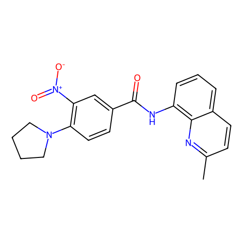N-(2-methylquinolin-8-yl)-3-nitro-4-(pyrrolidin-1-yl)benzamide structure