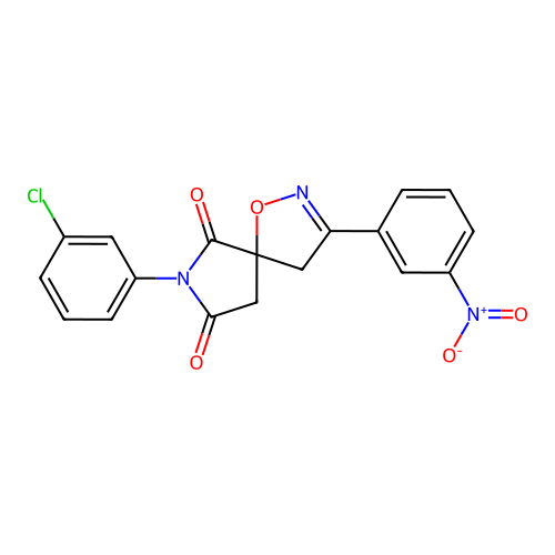 7-(3-chlorophenyl)-3-(3-nitrophenyl)-1-oxa-2,7-diazaspiro[4.4]non-2-ene-6,8-dione structure