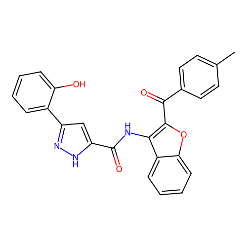 5-(2-hydroxyphenyl)-N-{2-[(4-methylphenyl)carbonyl]-1-benzofuran-3-yl}-1H-pyrazole-3-carboxamide structure