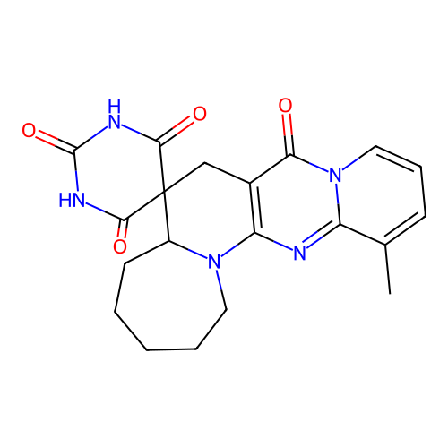 13-methyl-1,2,3,4,5,5a-hexahydro-1'H-spiro[pyrido[1'',2'':1',2']pyrimido[5',4':5,6]pyrido[1,2-a]azepine-6,5'-pyrimidine]-2',4',6',8(3'H,7H)-tetraone structure