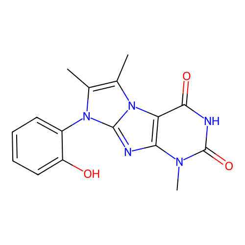 8-(2-hydroxyphenyl)-1,6,7-trimethyl-1H-imidazo[2,1-f]purine-2,4(3H,8H)-dione structure