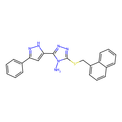 5-(naphthylmethylthio)-3-(3-phenylpyrazol-5-yl)-1,2,4-triazole-4-ylamine structure