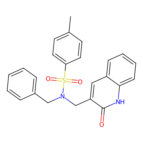 N-benzyl-4-methyl-N-[(2-oxo-1,2-dihydroquinolin-3-yl)methyl]benzenesulfonamide structure