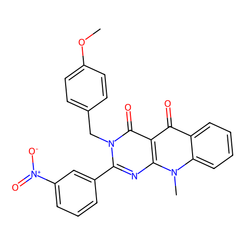 3-(4-methoxybenzyl)-10-methyl-2-(3-nitrophenyl)pyrimido[4,5-b]quinoline-4,5(3H,10H)-dione structure
