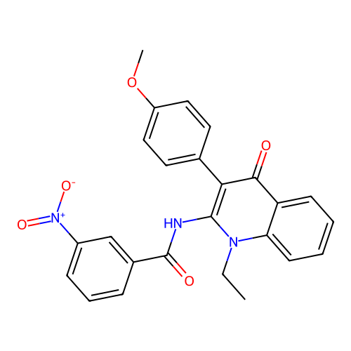 N-(1-ethyl-3-(4-methoxyphenyl)-4-oxo-1,4-dihydroquinolin-2-yl)-3-nitrobenzamide structure