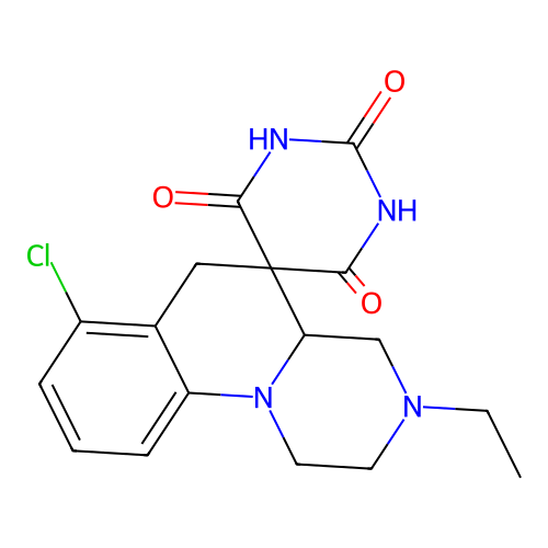 7'-chloro-3'-ethylspiro[1,3-diazinane-5,5'-2,4,4a,6-tetrahydro-1H-pyrazino[1,2-a]quinoline]-2,4,6-trione structure
