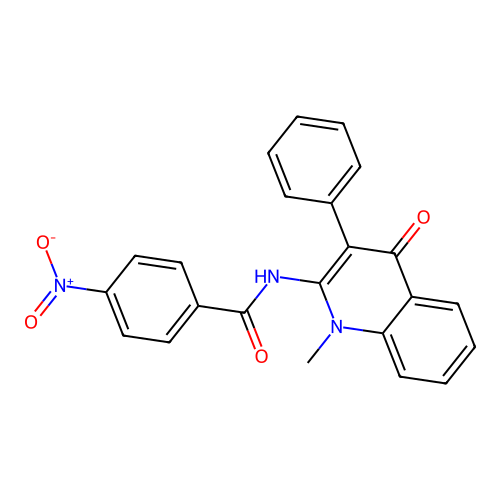 N-(1-methyl-4-oxo-3-phenyl-1,4-dihydroquinolin-2-yl)-4-nitrobenzamide structure